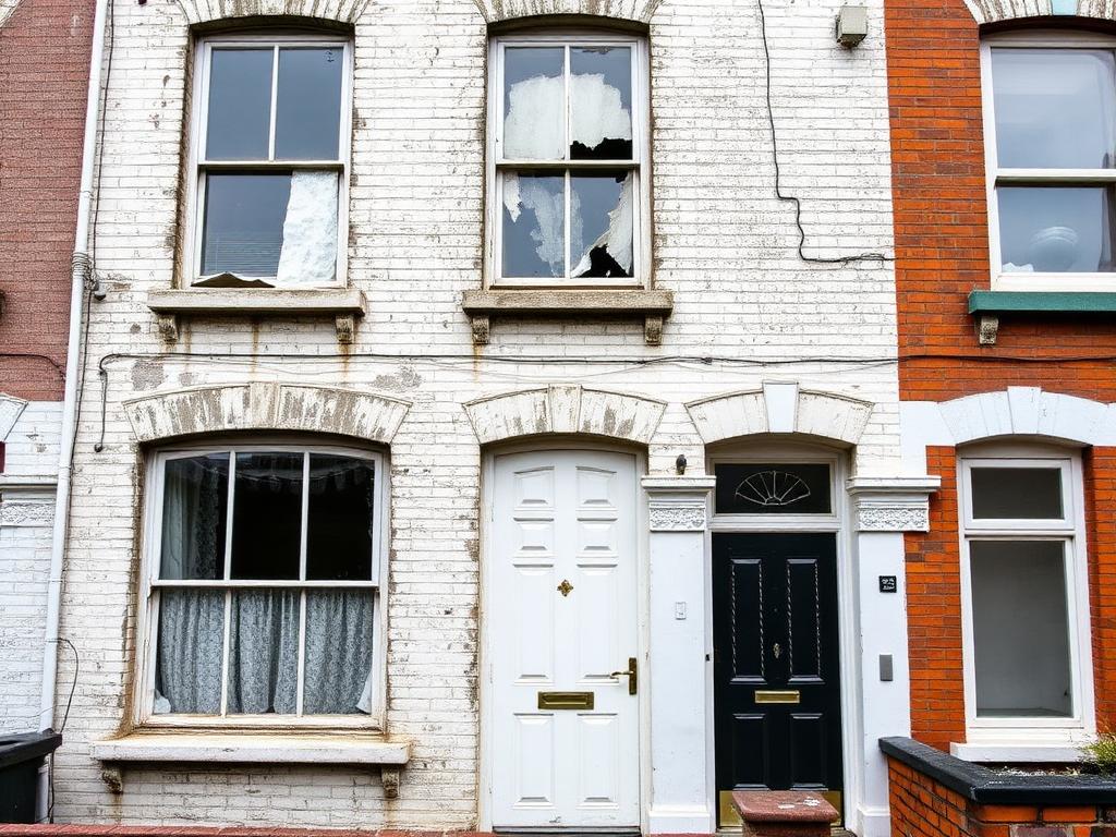 Before: Weathered Victorian facade — restored and repainted by coreMaint