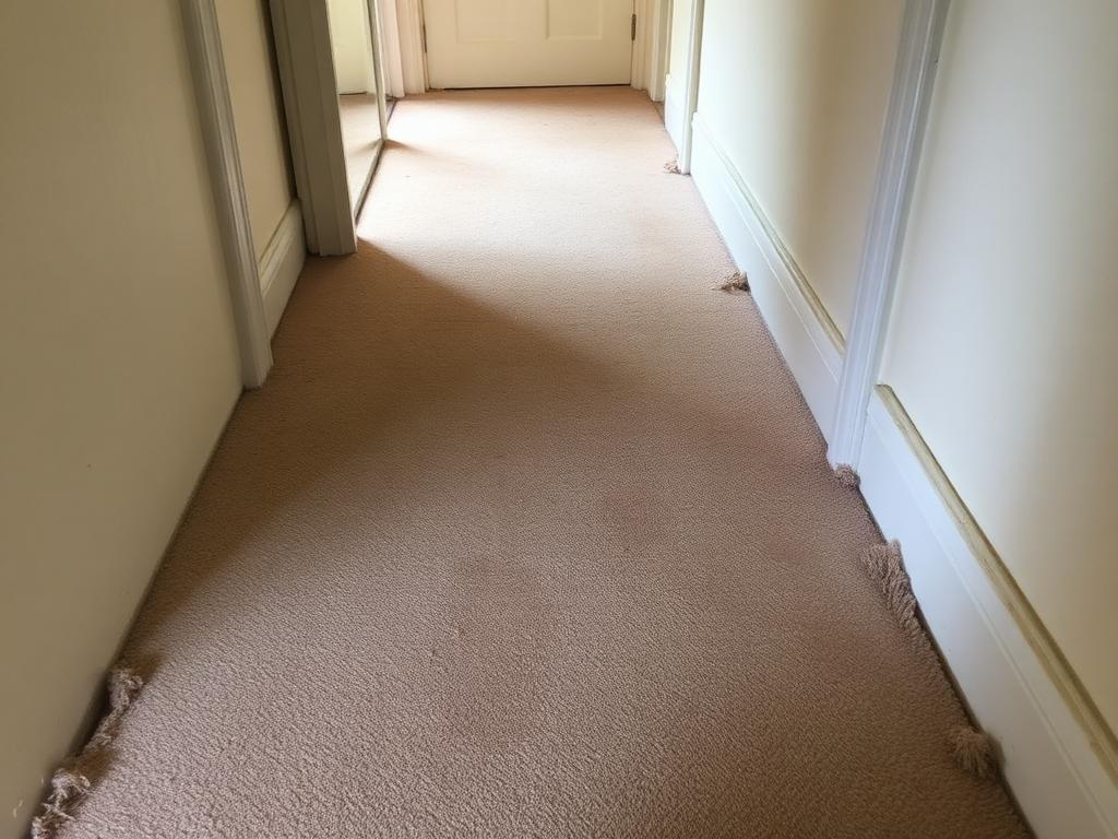 Before: Worn carpet — replaced with engineered oak flooring by coreMaint