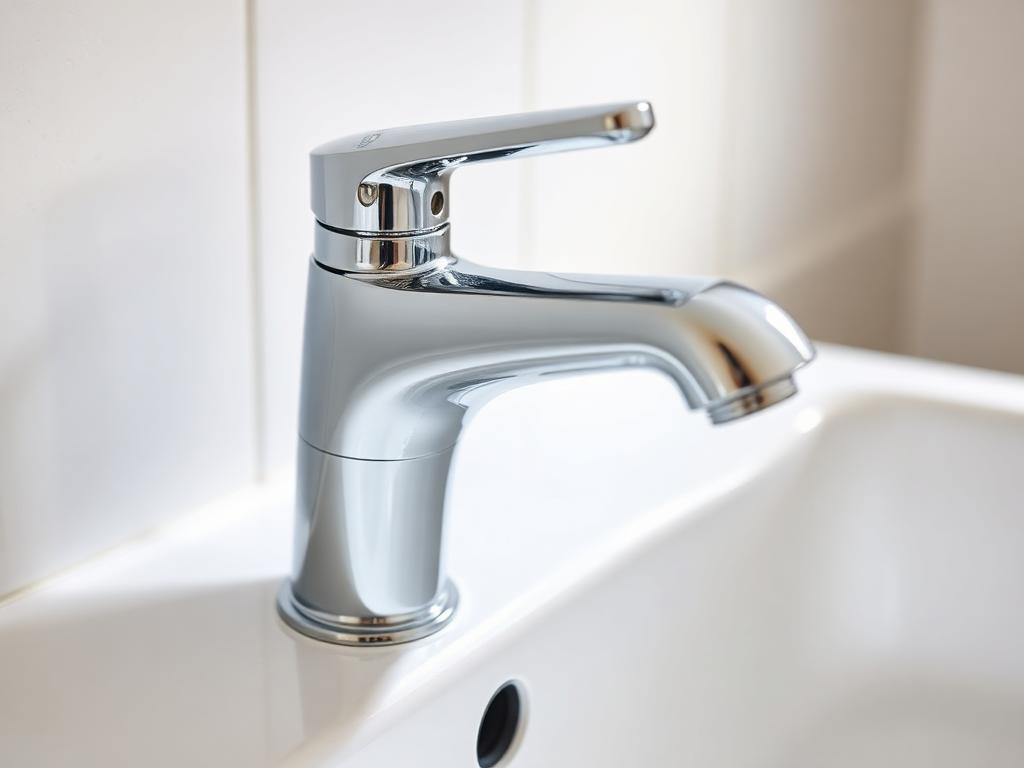 After: Corroded leaking tap — replaced with new chrome mixer completed by coreMaint